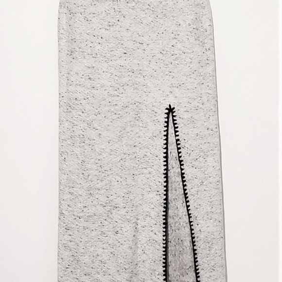 Maxi grey pencil skirt with dip side slit - Picture 2 of 7